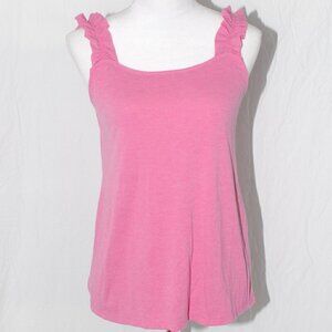 White Birch Womens Small Tank Top Pink Frill GUC Summer Shirt Snakeskin pattern